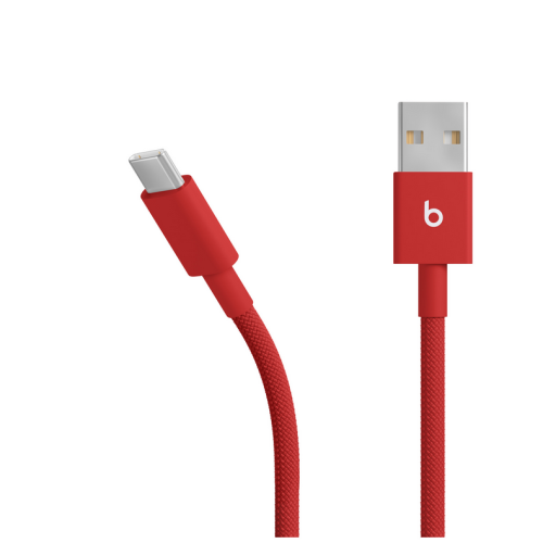 Cablu de date Apple Beats Woven Cable, USB-A male - USB-C male, 1.5 m, Rapid Red