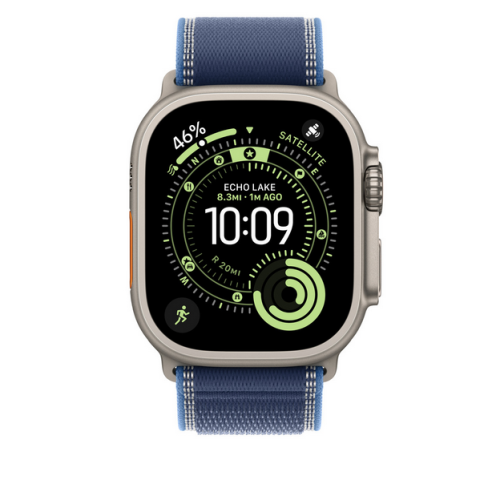 Curea Apple SmartWatch Apple Trail Loop, S/M, 49 mm, Blue/Bright Blue - Natural Titanium Finish