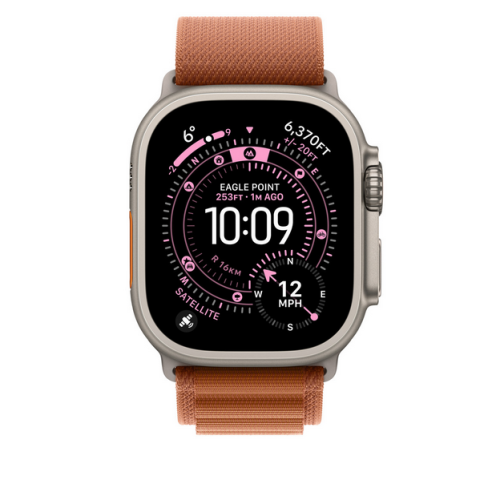 Curea SmartWatch Apple Alpine Loop, Small, 49 mm, Terracotta - Natural Titanium Finish
