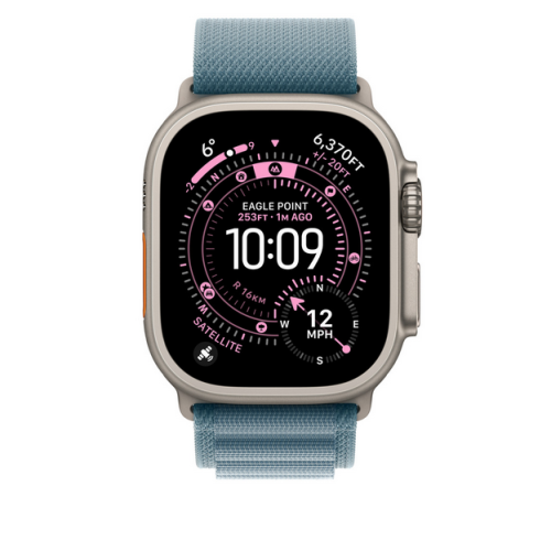 Curea SmartWatch Apple Alpine Loop, Small, 49 mm, Light Blue - Natural Titanium Finish