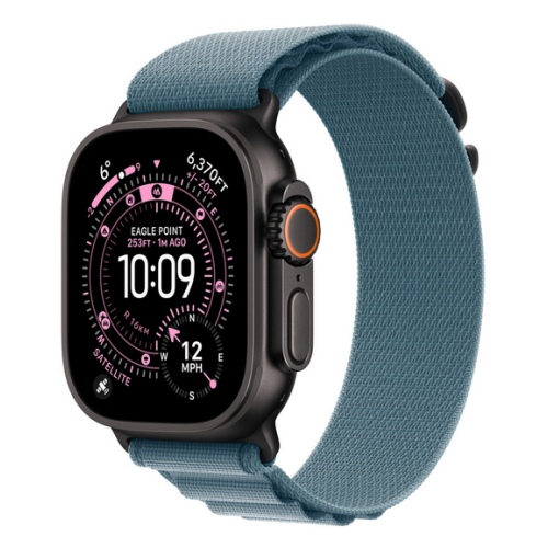 Curea SmartWatch Apple Alpine Loop, Small, 49 mm, Light Blue - Black Titanium Finish