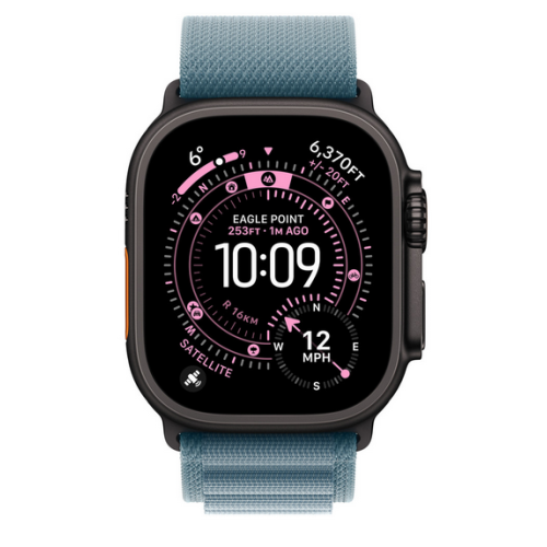 Curea SmartWatch Apple Alpine Loop, Small, 49 mm, Light Blue - Black Titanium Finish