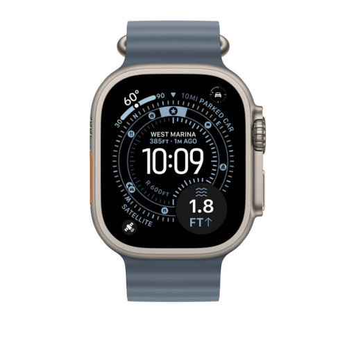 Extensie Curea SmartWatch Apple Ocean Band, 49 mm, Anchor Blue - Natural Titanium Finish
