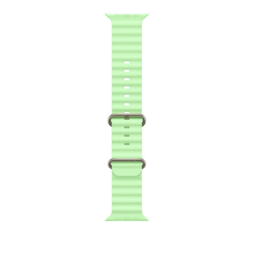 Curea SmartWatch Apple Ocean Band, 49 mm, Neon Green - Natural Titanium Finish