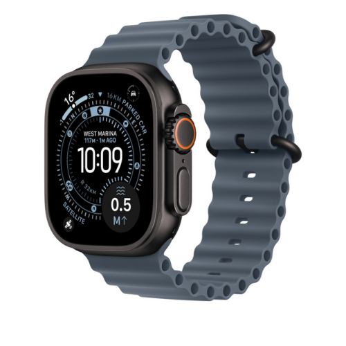 Curea SmartWatch Apple Ocean Band, 49 mm, Anchor Blue - Black Titanium Finish