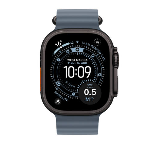 Extensie Curea SmartWatch Apple Ocean Band, 49 mm, Anchor Blue - Black Titanium Finish