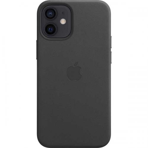 Protectie pentru spate Apple MagSafe Leather pentru iPhone 12 mini, Black