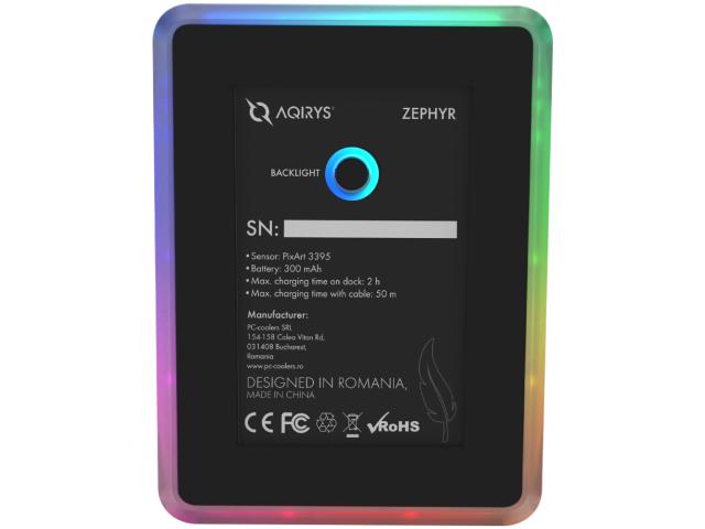 Mouse Optic AQIRYS Zephyr, USB/USB Wireless/Bluetooth, Black