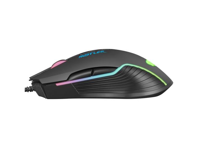 Mouse Optic Natec Fury Hustler RGB, USB, Black