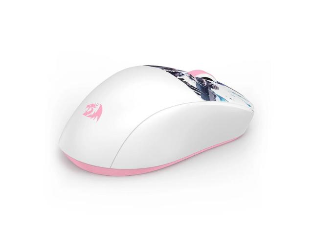 Mouse gaming Bluetooth cu si fara fir Redragon Klyamoor Pro Standard Anime alb cu roz