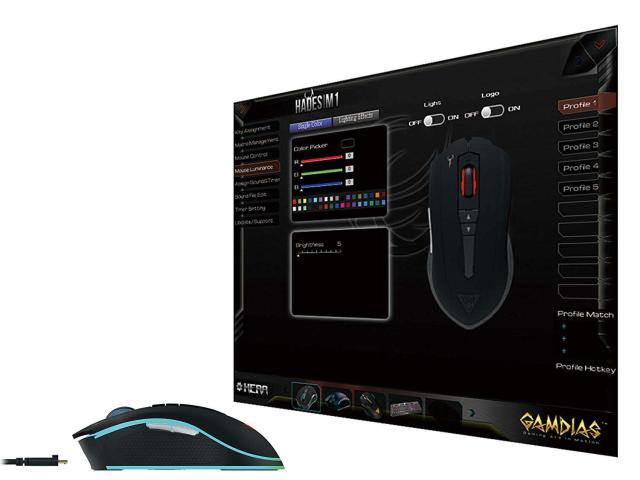 Mouse optic Gamdias Hades M1 RGB LED, USB/Bluetooth, Black