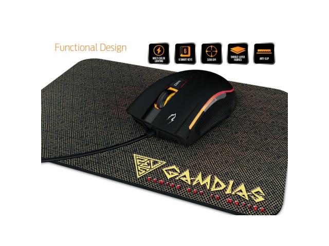 Kit Mouse Optic Gamdias Zeus E2, RGB LED, USB, Black + Mouse Pad Nyx E1, Black