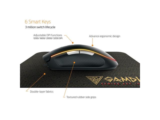 Kit Mouse Optic Gamdias Zeus E2, RGB LED, USB, Black + Mouse Pad Nyx E1, Black