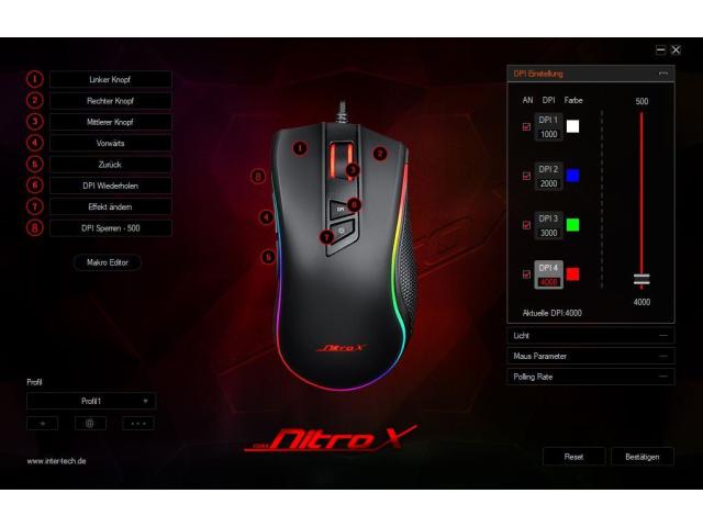 Mouse Optic Inter-Tech GT-300+, RGB LED, USB, Black