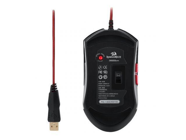 Mouse Laser Redragon LavaWolf, RGB LED, USB, Black-Red