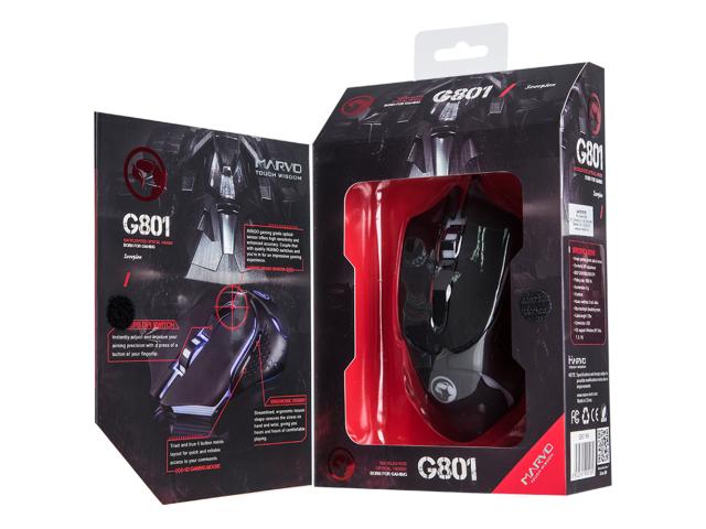 Mouse Optic Marvo G801, Blue LED, USB, Black