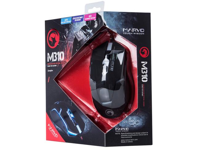 Mouse Optic Marvo M310, RGB LED, USB, Black