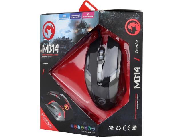 Mouse Optic Marvo M314, RGB LED, USB, Black