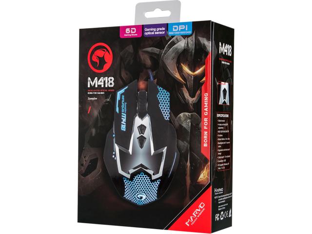 Mouse Optic Marvo M418, RGB LED, USB, Black
