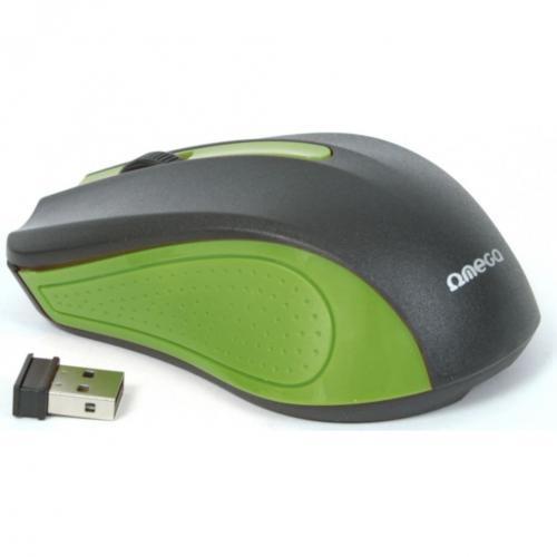Mouse Optic Omega OM0419G, USB Wireless, Black-Green