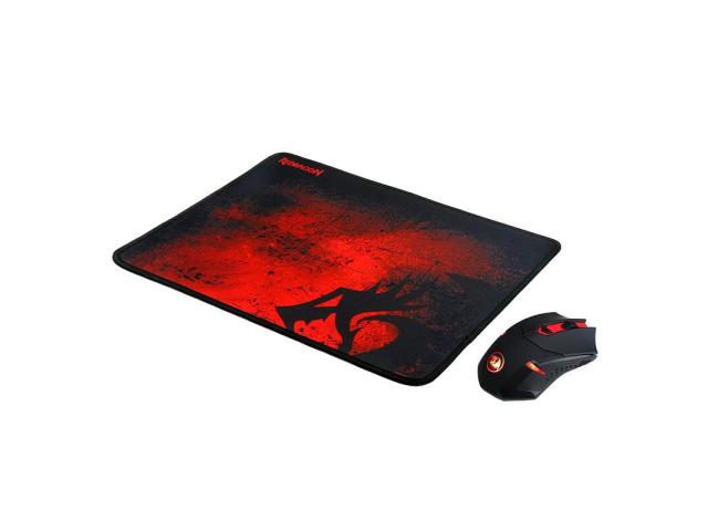 Kit Redragon M601-WL-BA - Mouse Optic, LED, USB Wireless, Black-Red + Mousepad, Black-Red 