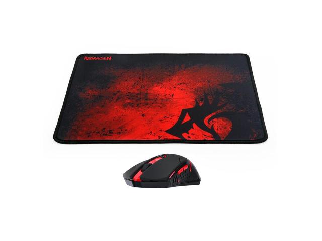 Kit Redragon M601-WL-BA - Mouse Optic, LED, USB Wireless, Black-Red + Mousepad, Black-Red 