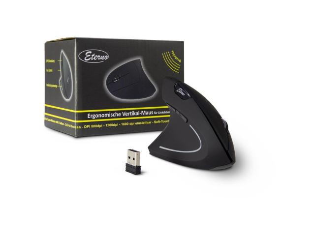 Mouse Optic Vertical Inter-Tech Eterno KM-206L, USB Wireless, Black