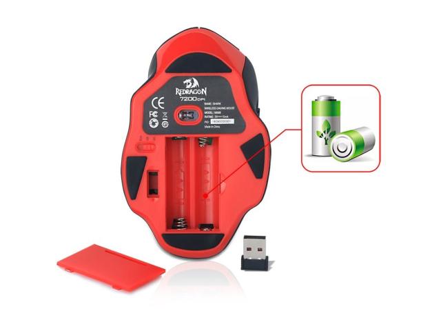 Mouse Optic Redragon Shark, Red LED, USB Wireless, Black-Red