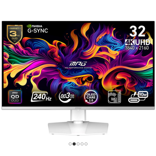 Monitor QD-OLED MSI MPG 321URXWDE QD-OLED, 31.5 inch, 3840 x 2160 pixeli, 0.03 ms GTG, White