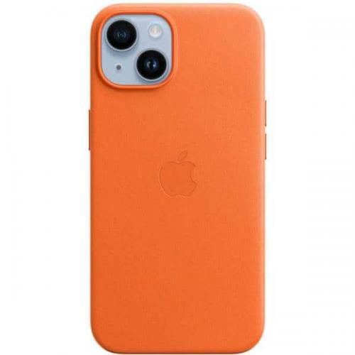 Protectie pentru spate Apple MagSafe Leather pentru Iphone 14, Orange