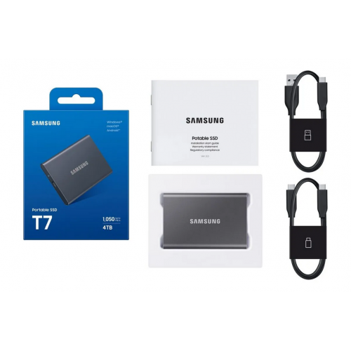 SSD portabil Samsung T7, 4TB, USB 3.2 Gen.2, Titan