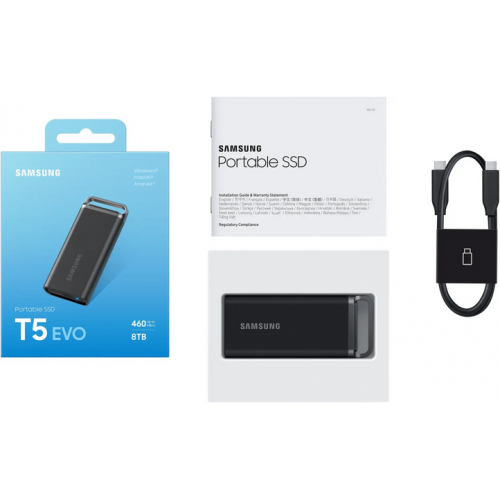 SSD portabil Samsung T5 EVO, 4TB, USB-C, Black