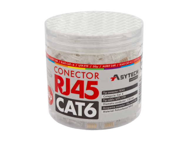 Mufa ASYTECH RJ45-CAT6-50U-JAR, RJ45, F/UTP, Cat6, 100buc