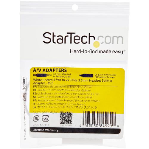 Adaptor audio Startech MUYHSMFFADW, 3.5mm - 2x 3.5mm, White