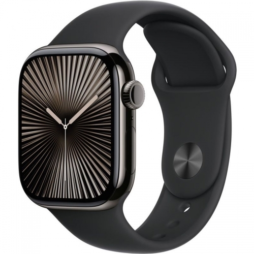 SmartWatch Apple Watch S10 Titanium, 1.77inch, 4G, Curea Silicon S/M, Black Sport