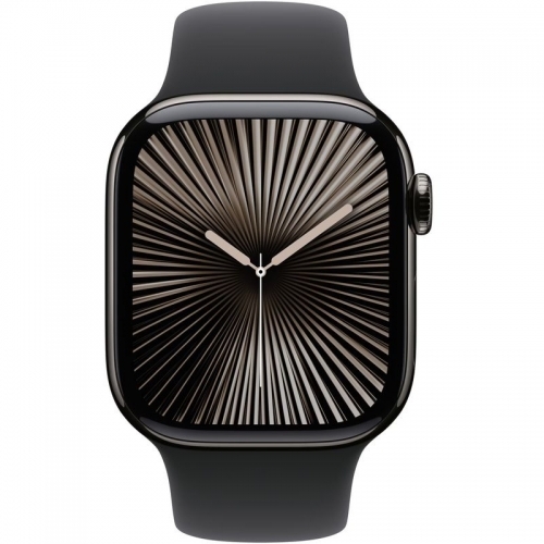 SmartWatch Apple Watch S10 Titanium, 1.77inch, 4G, Curea Silicon S/M, Black Sport
