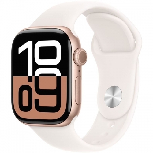 SmartWatch Apple Watch S10 Aluminiu, 1.96inch, 4G, Curea Silicon M/L, Light Blush Sport 