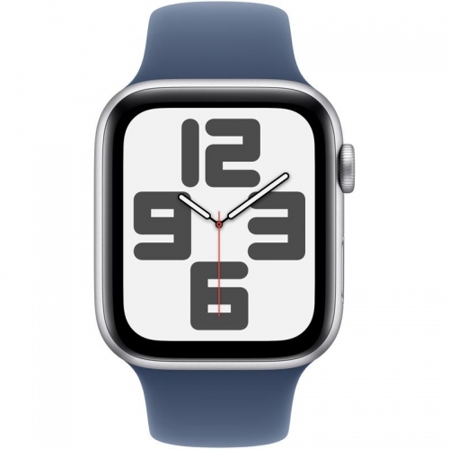 SmartWatch Apple Watch SE (2024) v3 Aluminium, 1.78inch, 4G, Curea Silicon M/L, Silver-Denim Sport Band