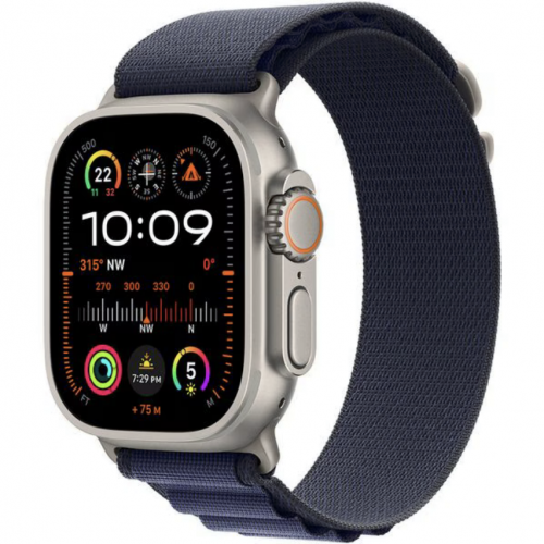 Curea SmartWatch Apple MXMY3ZM/A, 49mm, Navy Alpine Loop/Natural Titanium Finish/Medium