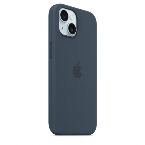 Protectie pentru spate Apple Silicone cu MagSafe pentru iPhone 15, Storm Blue