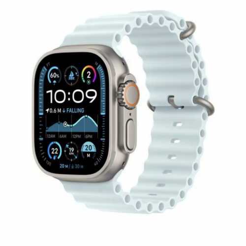 Curea SmartWatch Apple MXTF3ZM/A, 49mm, Iceblue Oceanband/Natural Titanium Finish, Blue