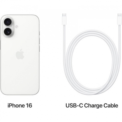 Telefon Mobil Apple iPhone 16, Dual SIM Hybrid, 128GB, 8GB RAM, 5G, White