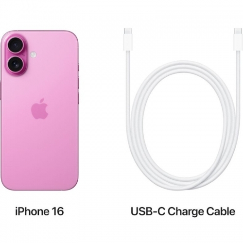 Telefon Mobil Apple iPhone 16, Dual SIM Hybrid, 128GB, 8GB RAM, 5G, Pink