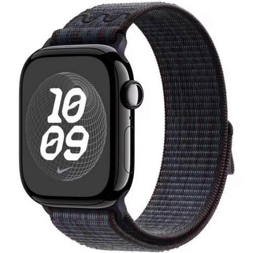 Curea SmartWatch MYJA3ZM/A, 42mm, Sport Loop Black/Blue Nike