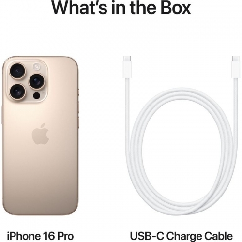 Telefon Mobil Apple iPhone 16 Pro, Dual SIM Hybrid, 256GB, 8GB RAM, 5G, Desert Titanium