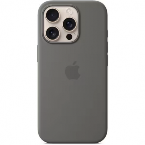 Protectie pentru spate Apple Silicone cu MagSafe pentru iPhone 16 Pro, Stone Gray