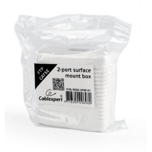 Priza retea Gembird, 2x RJ-45, FTP, CAT5E, White
