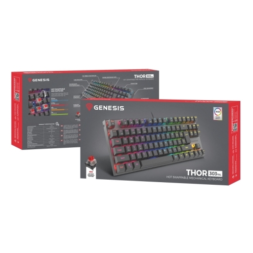 Tastatura Genesis Thor 303 TKL, RGB LED, USB, Black