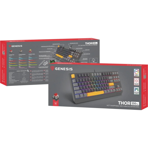Tastatura Genesis Thor 230 TKL, RGB LED, USB, Anchor Gray Positive