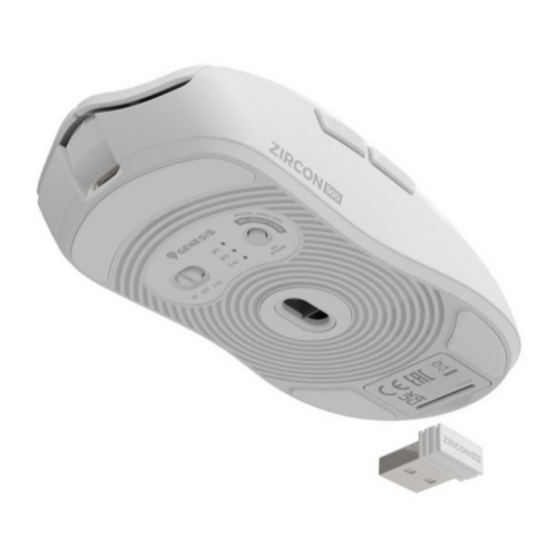 Mouse Optic Genesis Zircon 500, USB/USB Wireless/Bluetooth, White